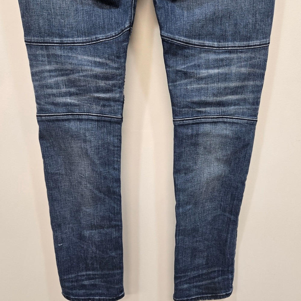 True Religion Geno Relaxed Slim Jean Men 33 Moto Biker Distressed Zipper Pockets - Picture 11 of 13